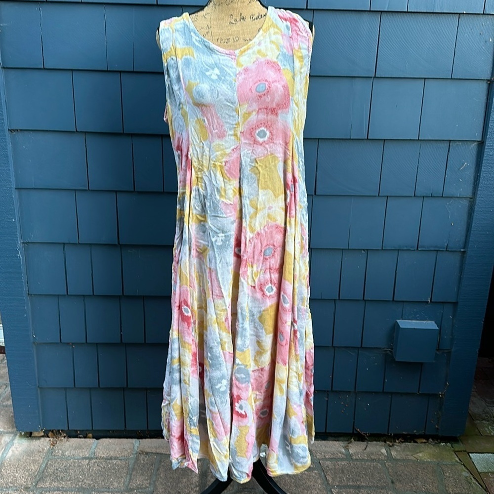 ❤️🩵💛Anu dress long maxi pink yellow grey medium flowy floral
